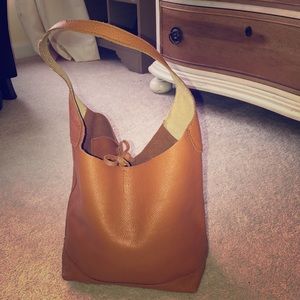 J Crew Tan Leather Hobo Bag